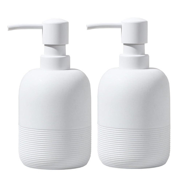 GalDal White Soap Lotion Dispenser with A Spare Pump,Liquid Hand Soap Dispenser Sets for Bathroom Countertop,2pcs/Set Soap Dispenser for Kitchen