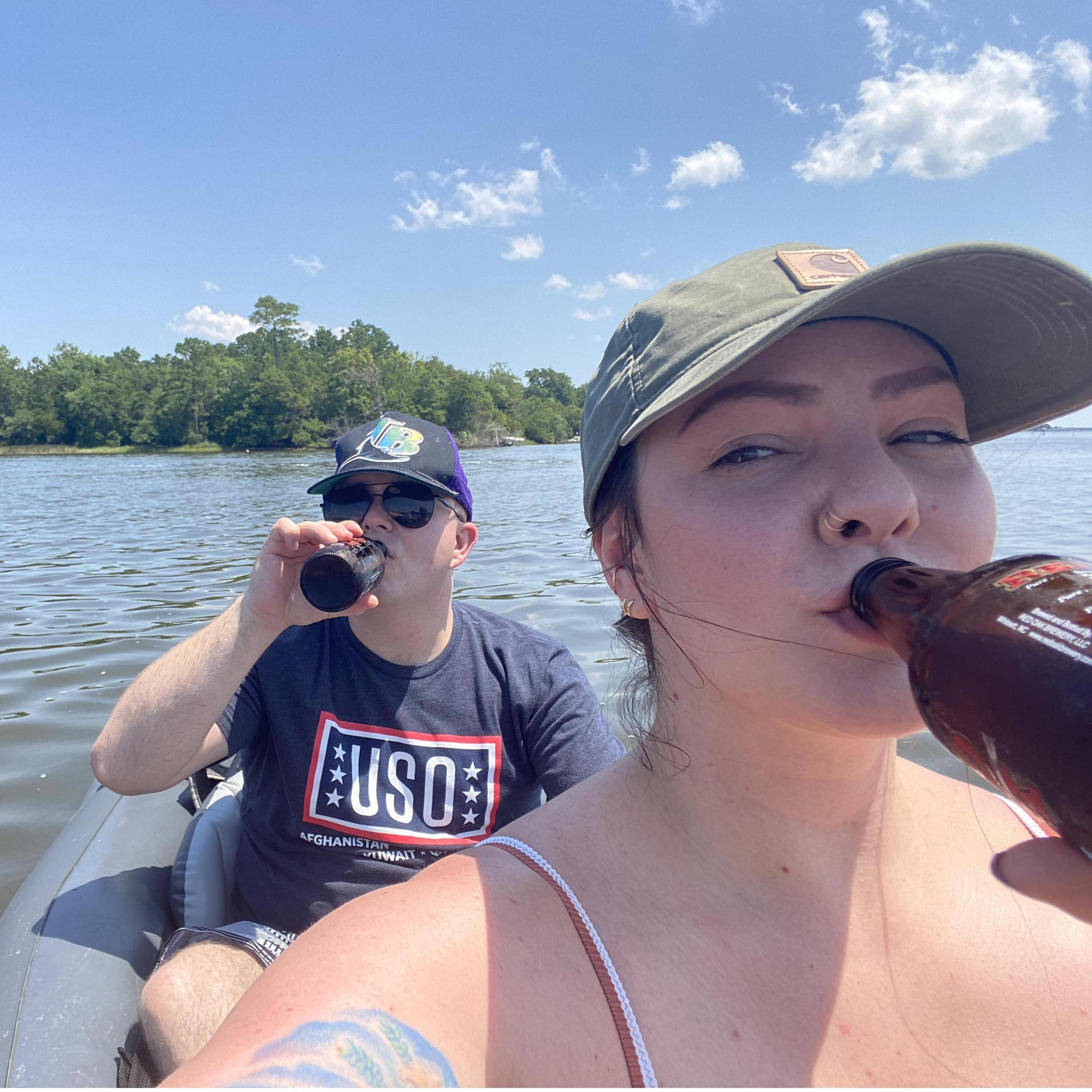 7.30.20 - In our blow-up canoe, paddling down the water near our house.