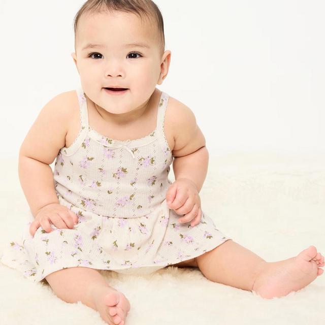 Printed Pointelle-Knit Bodysuit Dress for Baby
