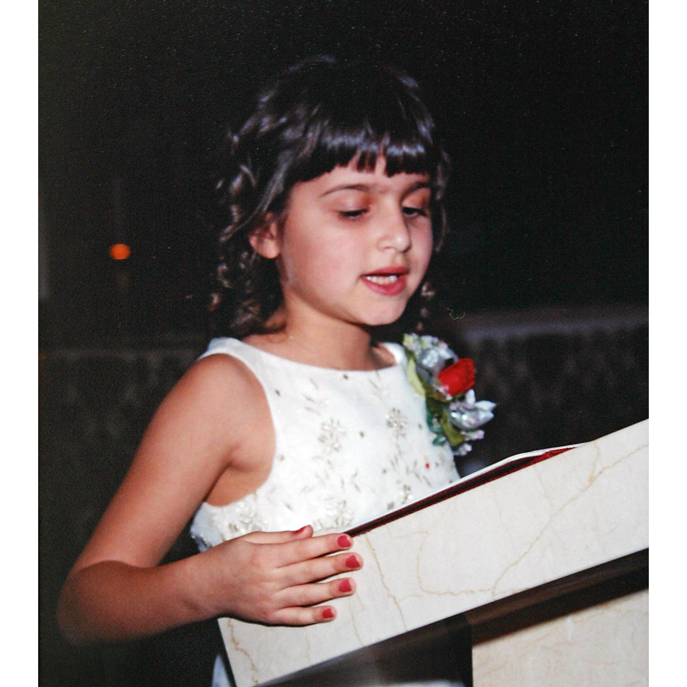 Maddie reading petitions at Uncle Marty & Aunt Stephanie's wedding