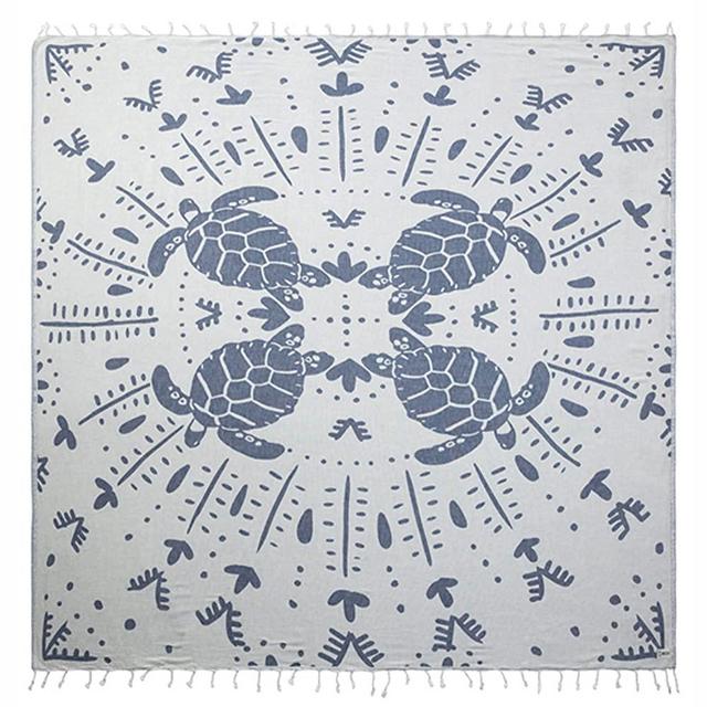 Sand Cloud Large Turkish Beach Towel - Sand Free - Fast Drying - 100% Certified Organic Turkish Cotton Yarn - Great for Home Beach Bath or as a Blanket - As Seen on Shark Tank - Prism Turtles XL