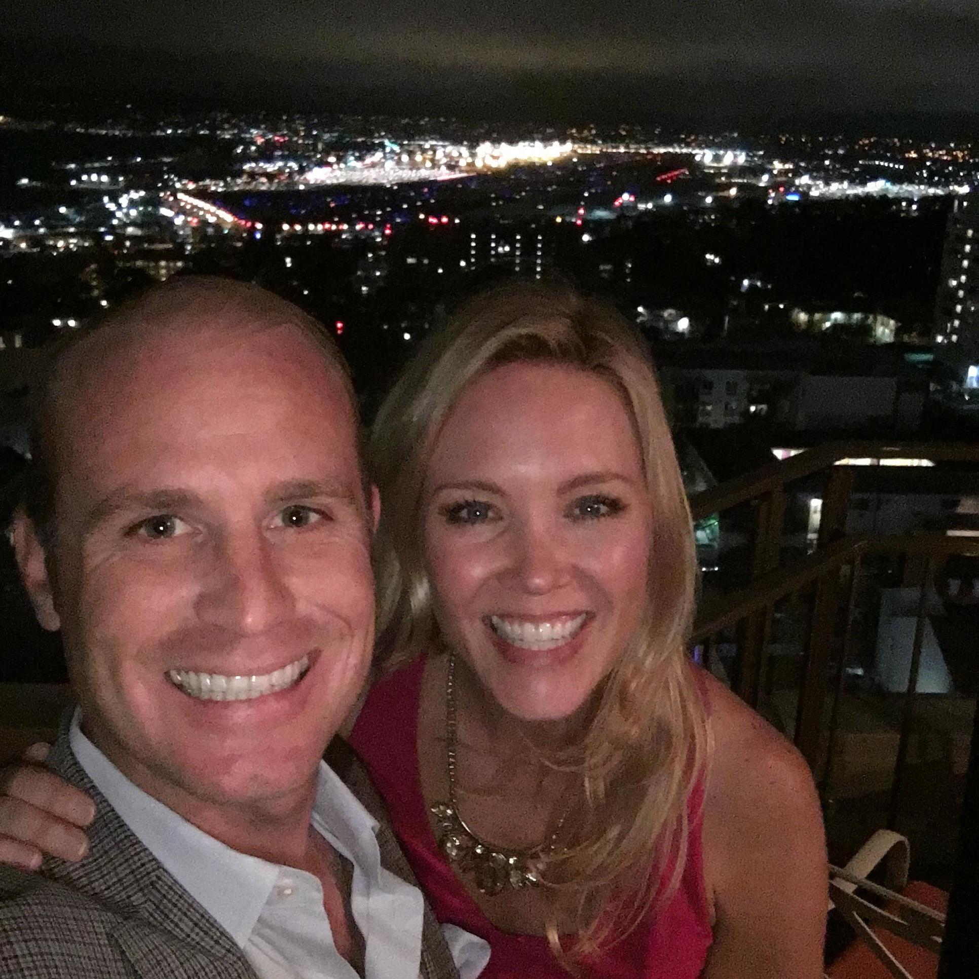 Our 1 year anniversary looking over San Diego at Mister As