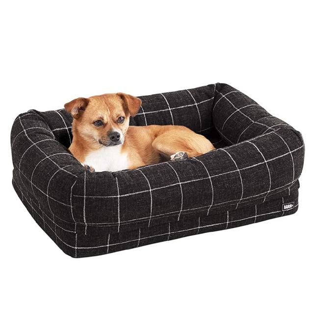 Barkbox 2-in-1 Memory Foam Dog Bed, High Density 3’’ Orthopedic Anti-Anxiety and Joint Relief Crate Lounger or Donut Pillow Bed, Machine Washable Cover