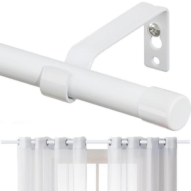 Curtain Rods for Windows 66 to 120, 5/8 Inch Matte White Curtain Rod Set with Brackets Heavy Duty Modern Drapery Curtain Rods, Size: 23-124 Inch
