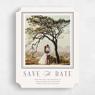 Beige Ticket Wedding Save the Date - Agate Photo