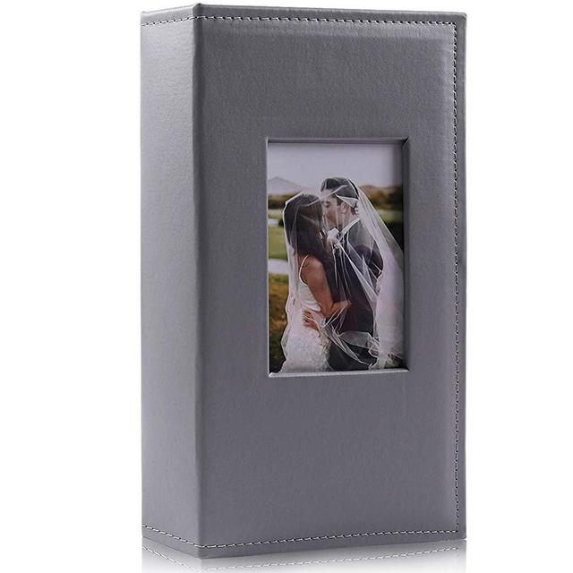 RECUTMS Photo Album 4x6 300 Photos Black Pages 3 Per Pages Photo Picture Album PU Leather Cover 4x6 Photo Sleeves Boy Girl Family Small Photo Albums Memo Slot Wedding Anniversary Holiday (Gray)