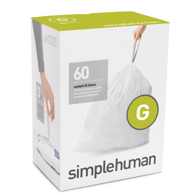 simplehuman 30L 60ct Code G Custom Fit Trash Can Liner White