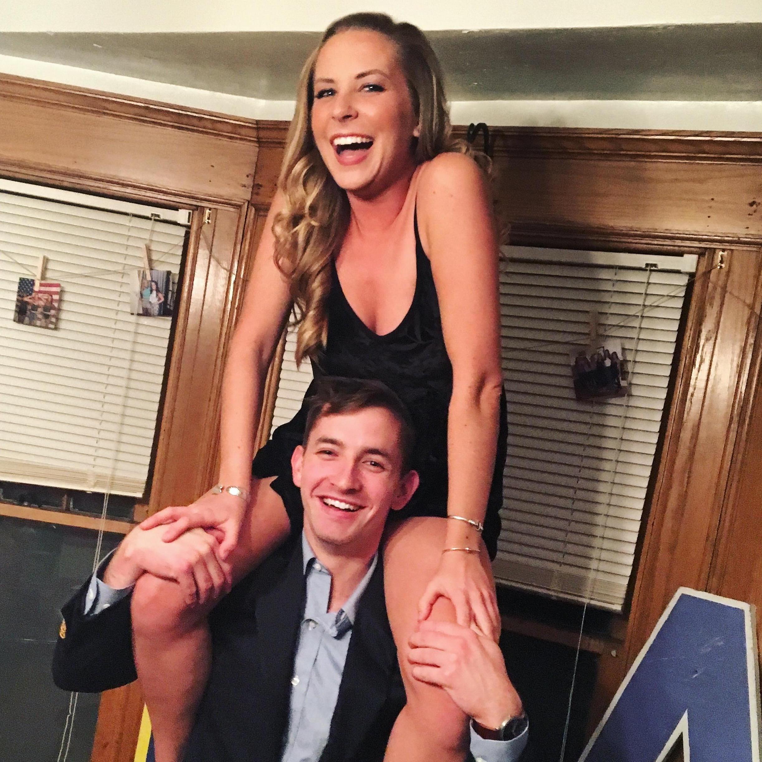 One of many sorority formals the two attended together. Apparently things got a little wild at the pregame!