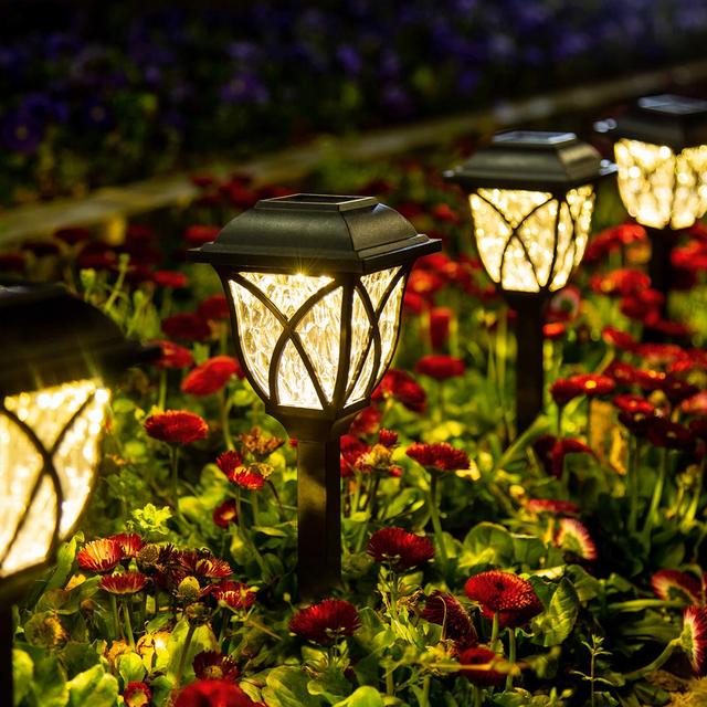 GIGALUMI Solar Pathway Lights Outdoor, 6 Pack LED Solar Landscape Lights, Waterproof Solar Powered Pathway Lights for Yard, Patio, Landscape, Walkway (Warm White)