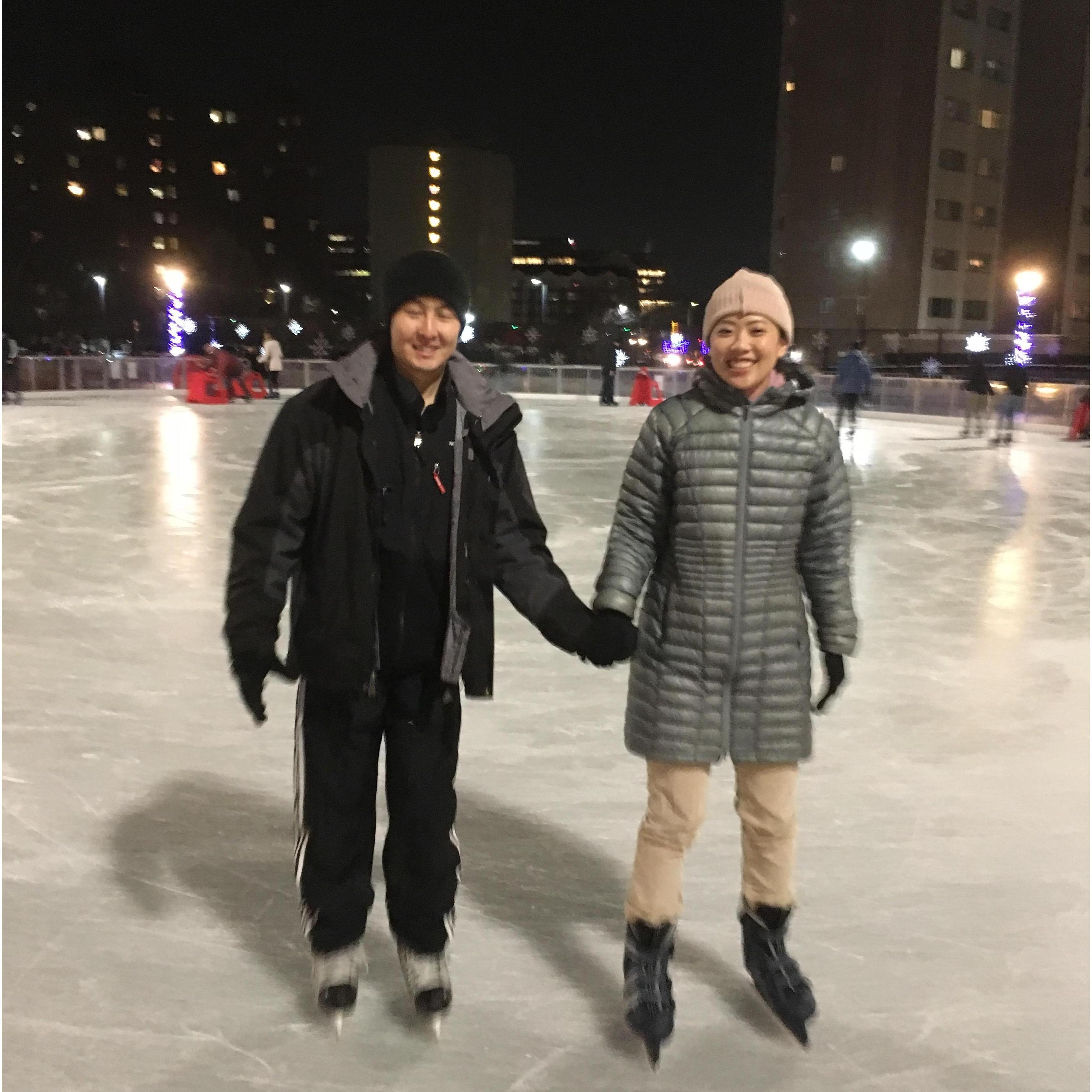 Taking a quick spin around the local skating rink. Also, Jon is an expert at blinking when pictures are being taken.