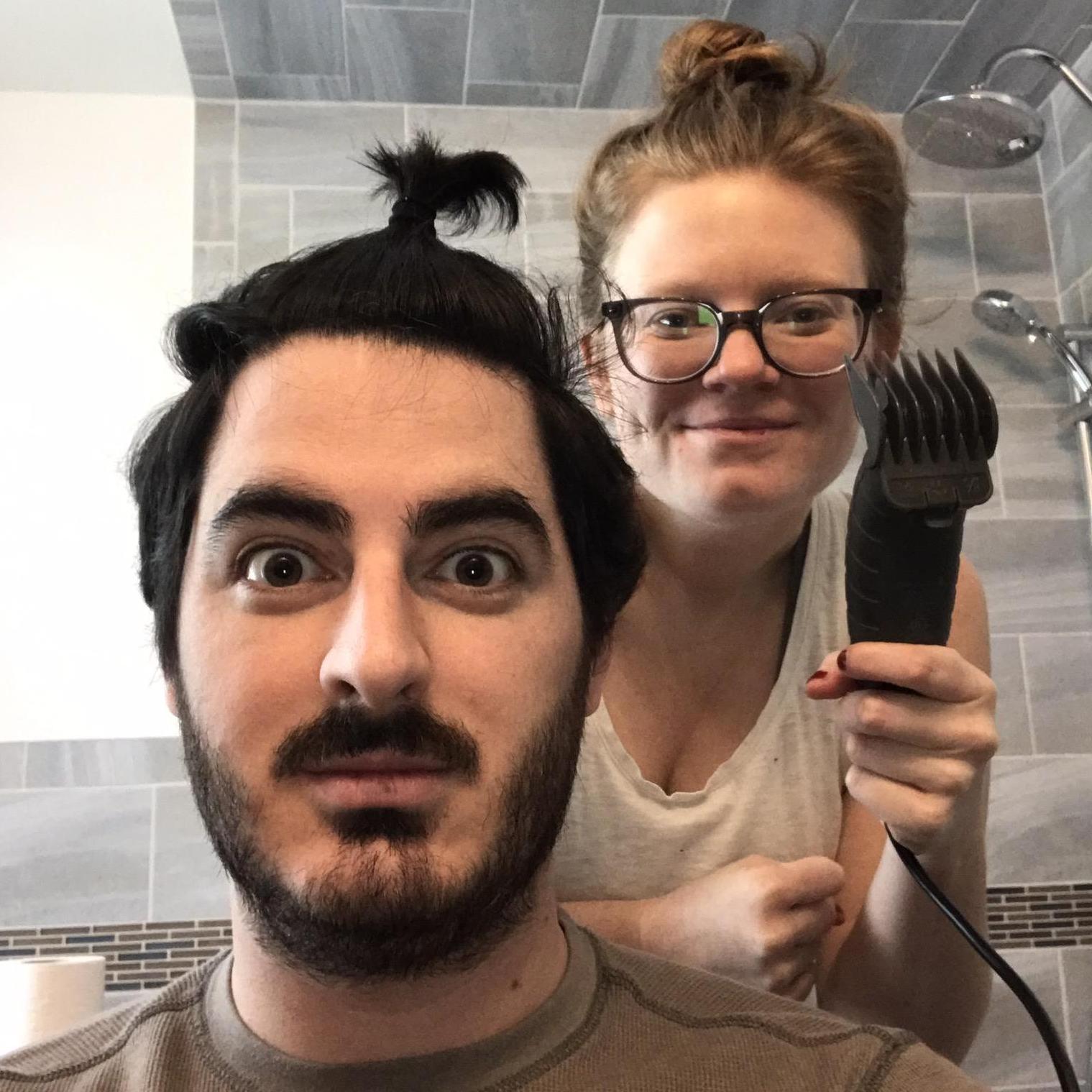 The first and last time Alexandra cuts Nick's hair