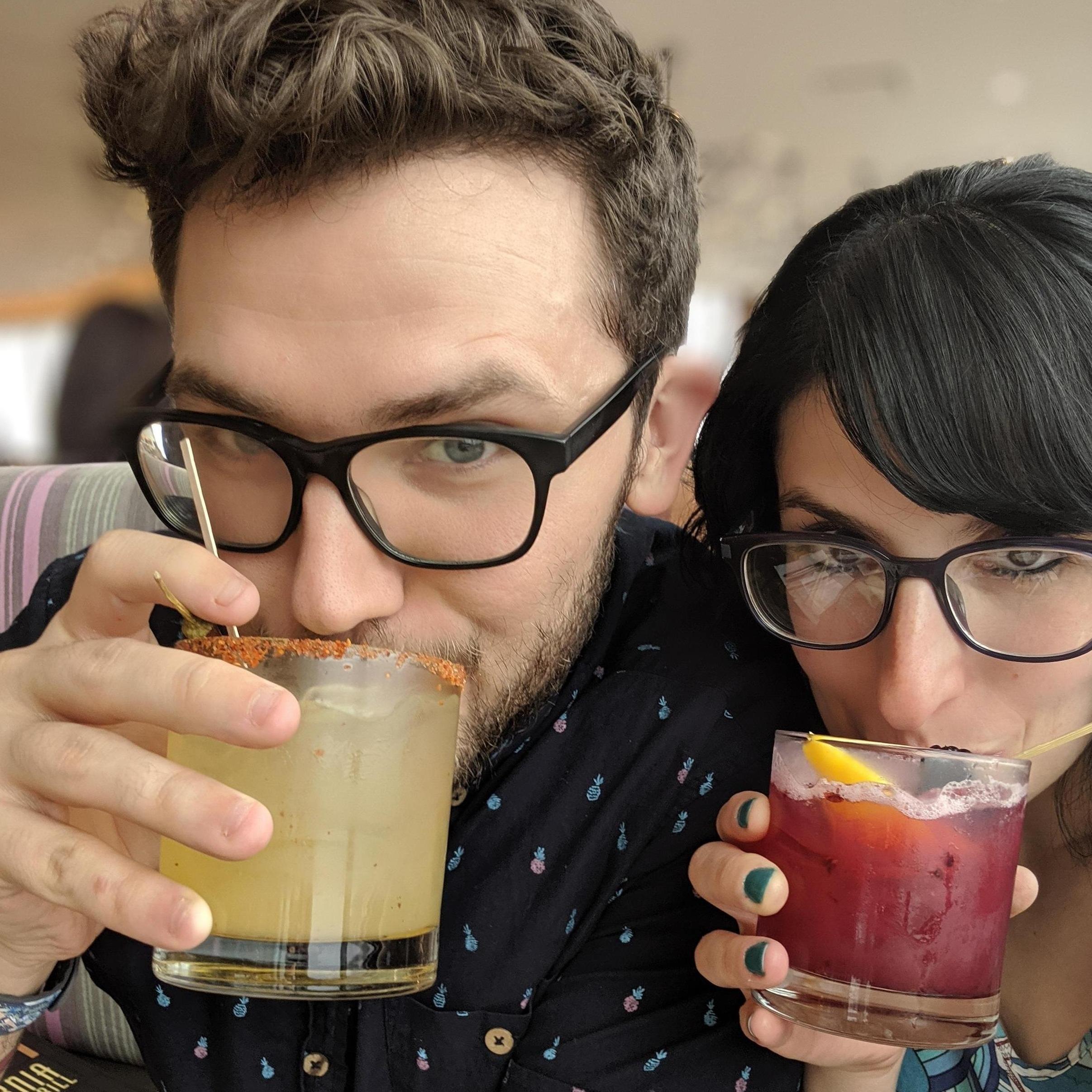Enjoying some cocktails during our Monorail bar crawl in August 2019
