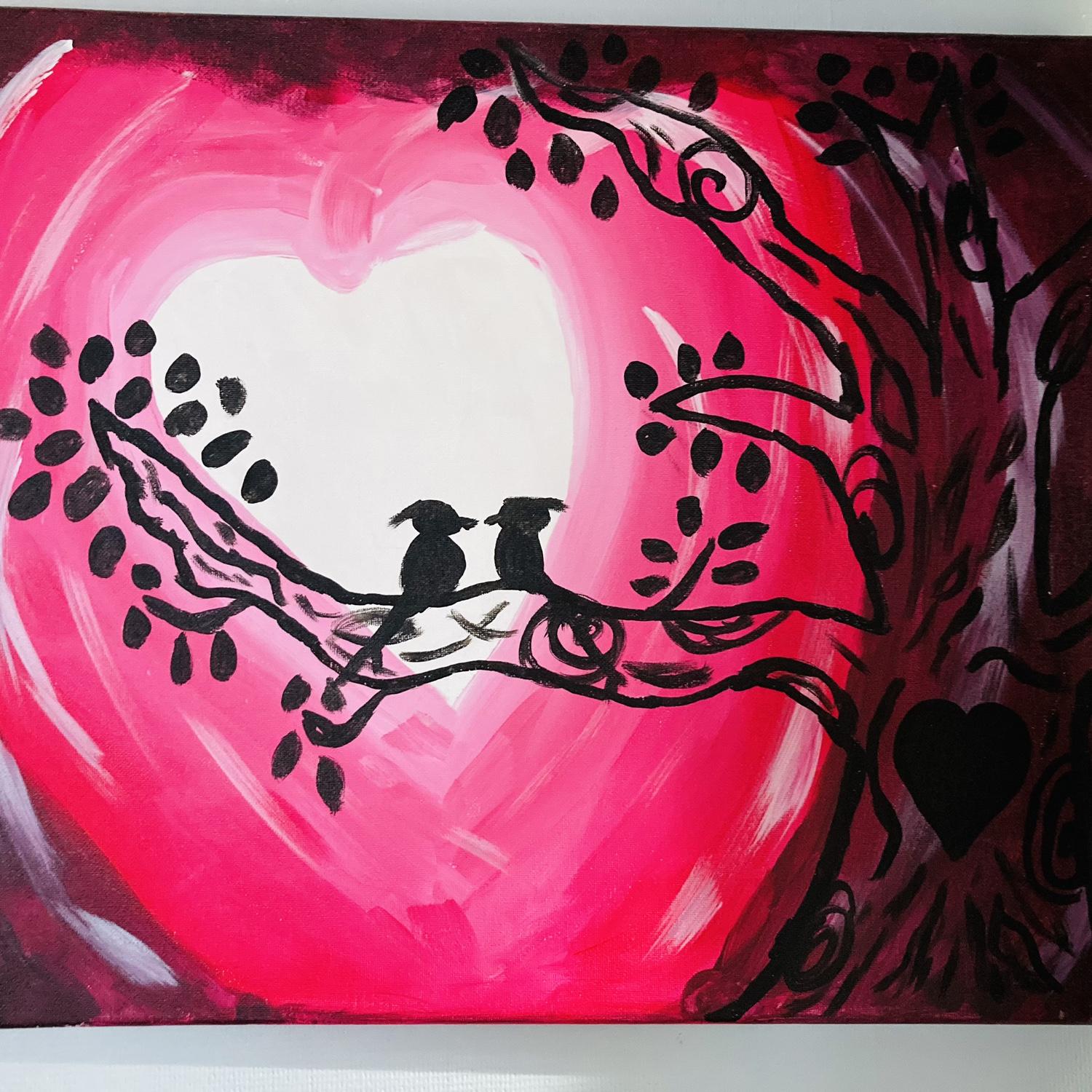 Date #4.  Todd took Abby to an art studio to paint a picture together!