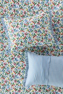 Cotton Voile Floral Printed Ruffle Shams, Set of 2