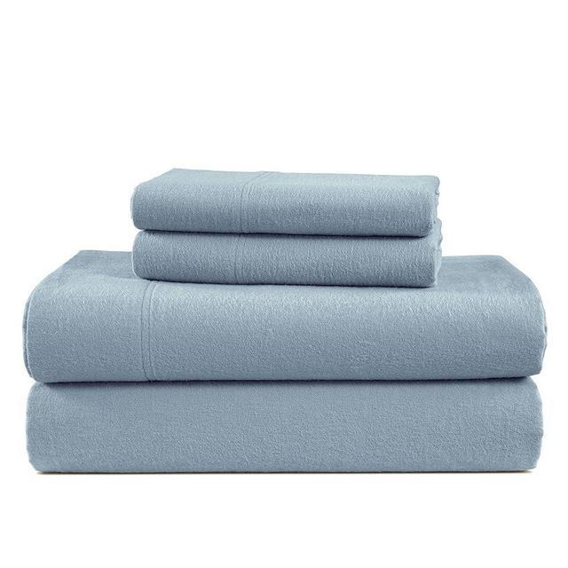 LANE LINEN Cotton Flannel Sheets - Brushed for Extra Softness - Lightweight Full Size 100% Cotton Sheets Set - Warm & Cozy 15" Deep Pocket Flannel Sheets Set - French Blue