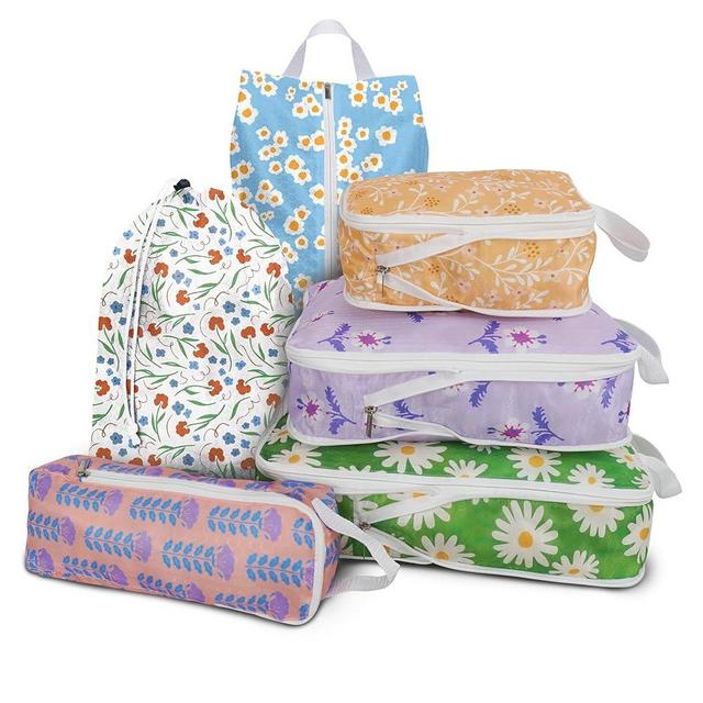 6 Pcs Compression Packing Cubes for Travel Suitcases, Waterproof Luggage Organizer Bags Set, Washable Packaging Cubes for Women Backpack Travel Perfect for Carry-Ons and Storage