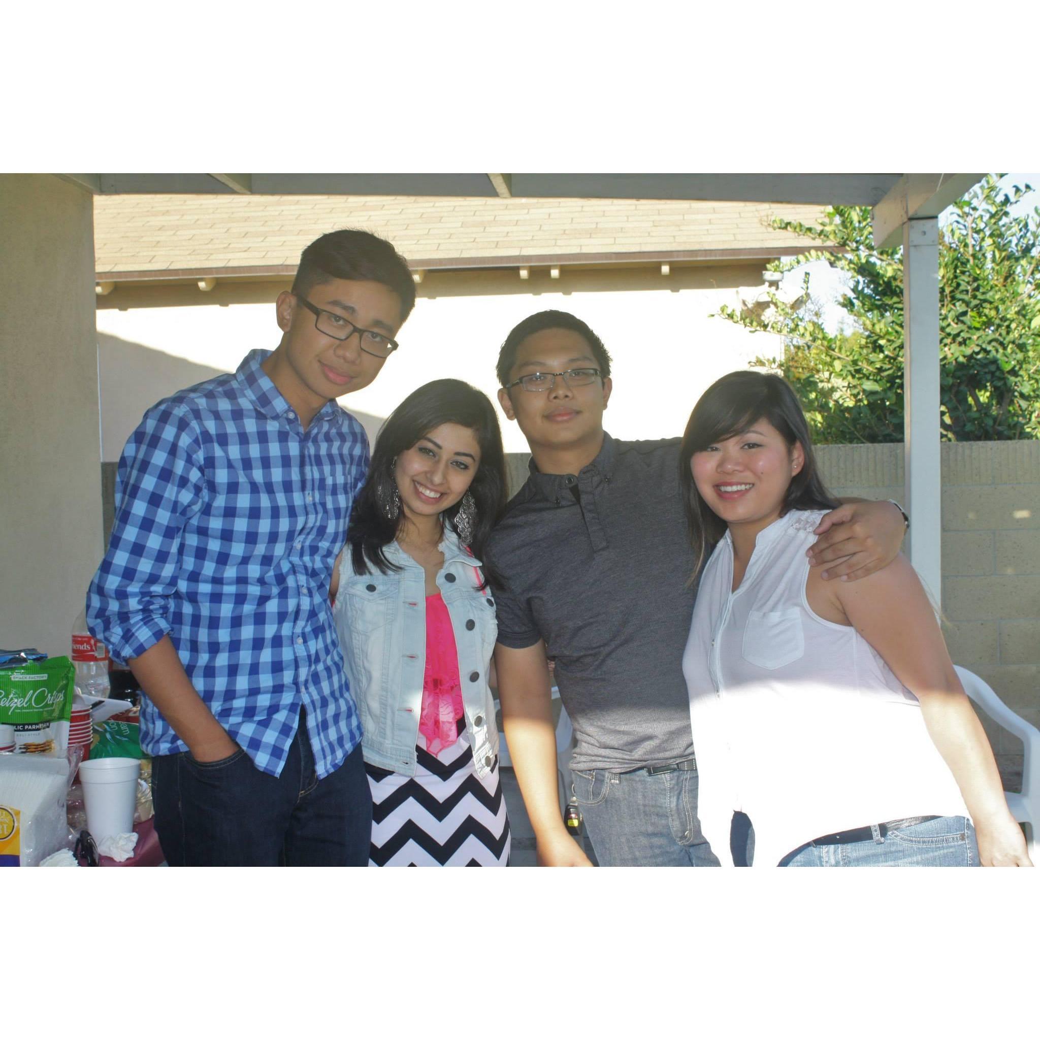 Alden, Jan, and Kalia celebrating Kalia's roommate's birthday