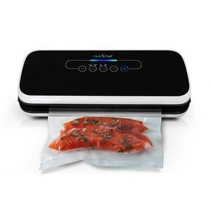 NutriChef Food Vacuum Sealer Machine - Automatic Air Sealing System for Dry & Moist Foods, LED Touch Controls, Includes Vacuum Bags, Hose & Wine Stopper, High Suction Power, 14"x6"x3", Black