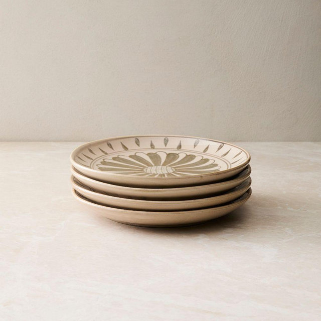 Pierce and Ward Ceramic Salad Plate, Green Brown, Set of 4