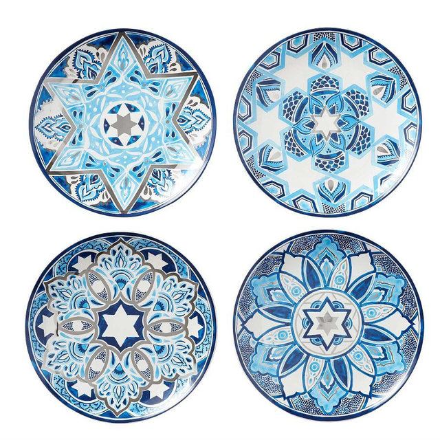 Hanukkah Medallion Salad Plate, Set of 4 - Mixed