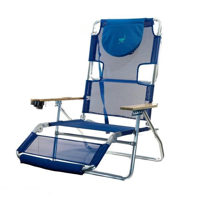 Ostrich 3-in-1 Lightweight Aluminum 5 Position Reclining Beach Chair, Pink