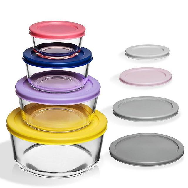 Razab 12 Pc Glass Food Storage Container Set with Lids 7, 4, 2 &1 Cup Round  Meal Prep, Secure Lid Containers for Lunch & Leftover Ideal for Baking