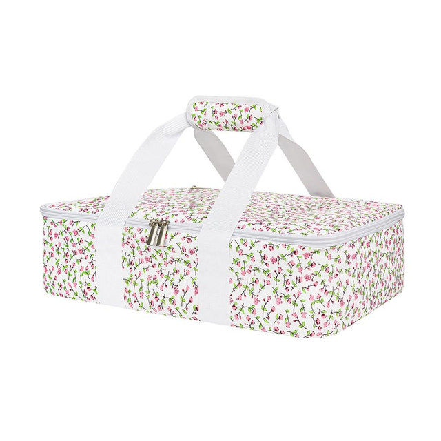 Insulated Casserole Carrier for Hot or Cold Food, Lasagna Lugger Tote Warmer or Cooler Bag, Casserole Dish Carrier for Potluck Parties, Picnic and Cookout, Fits 9"x13" Baking Dish(Pink Floral)
