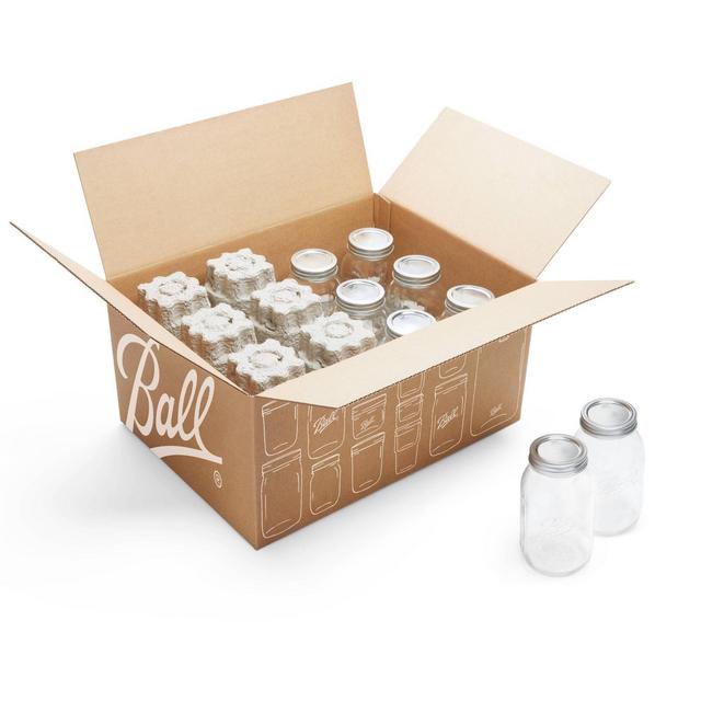 Ball Quart 32oz 12pk Glass Wide Mouth Mason Jars with Lids and Bands, for Canning or Drinkware