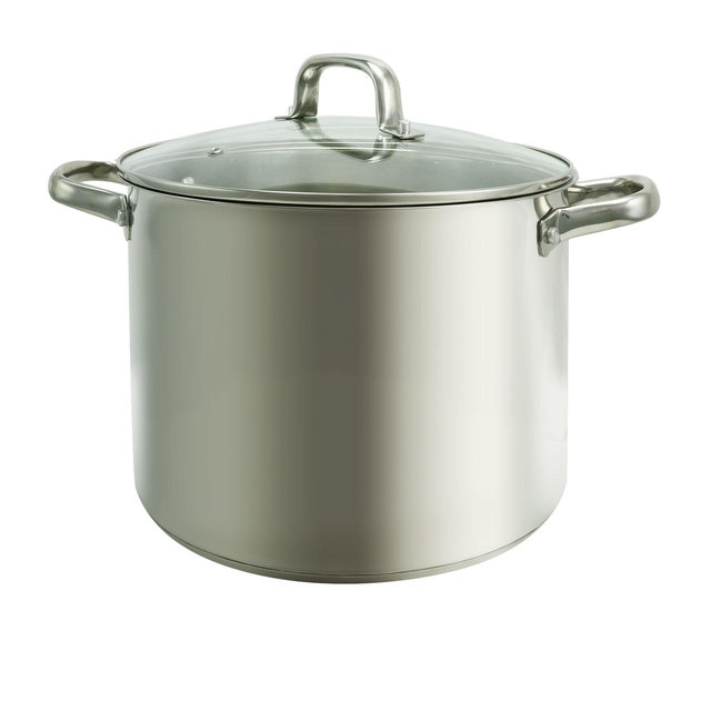 Oster Adenmore 12 Quart Stainless Steel Stock Pot With Tempered Glass Lid