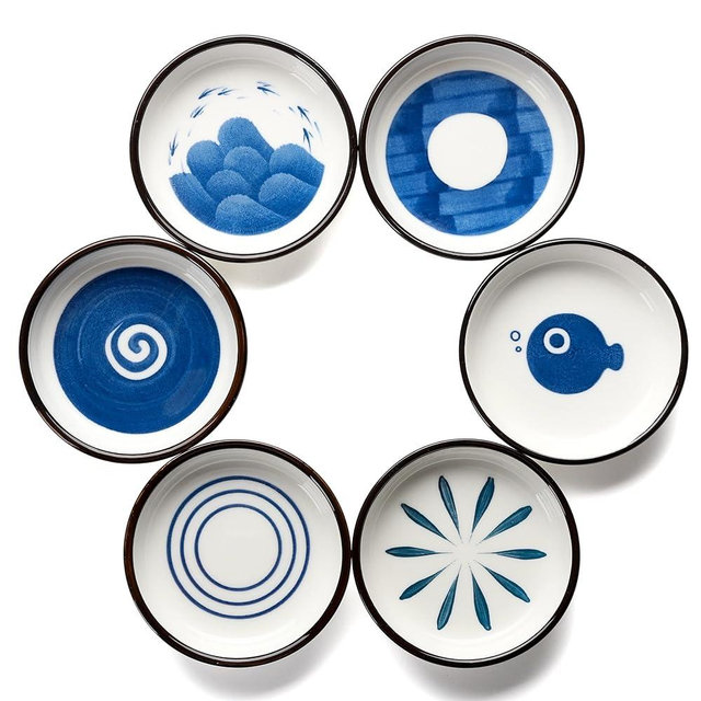 MOSYONE Soy Sauce Dish Ceramic Set of 6 - Soy Sauce Dipping Bowls for Sushi - 3.5 Inch Serving Dish - Japanese Style Dinnerware Set