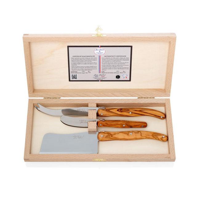 Jean Dubost Olive Wood Cheese Knives, Set of 3