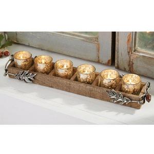 Oak Leaf Wood Votive Holder