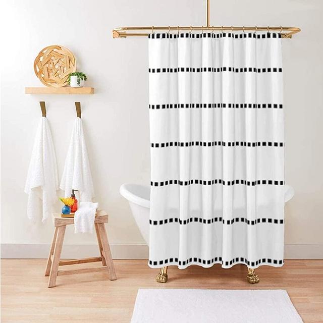 Boho Shower Curtain / Black and White Shower Curtain / Boho Shower Curtain Standard Size 72x72 / Hooks Included with Boho Shower Curtain / Black and White Shower Curtain