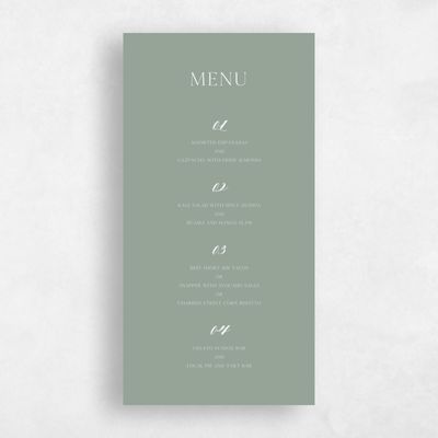 Sage, Green Wedding Menu - Gendron
