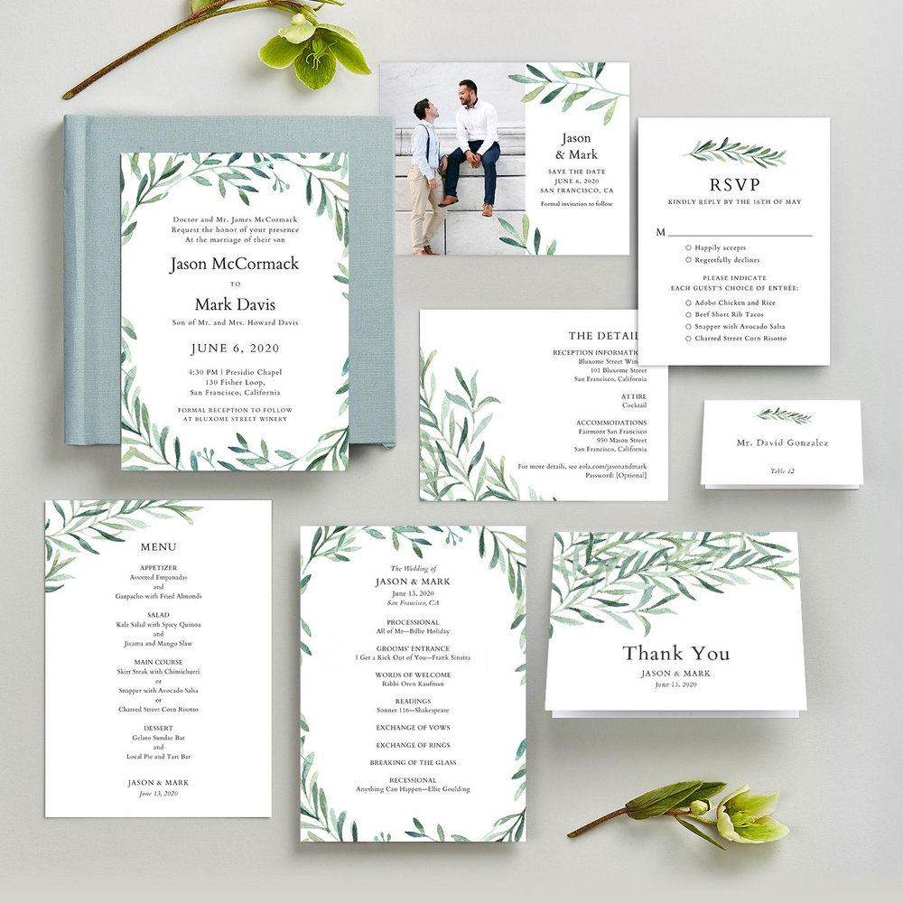 Eastwick Wreath | White | Zola Wedding Invitations