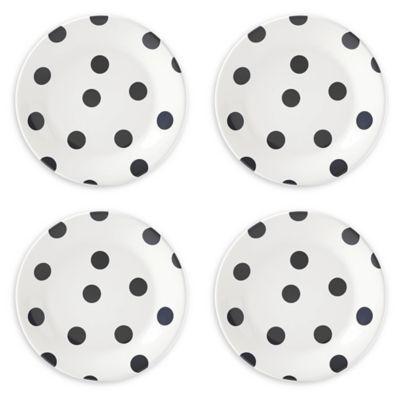 kate spade new york All in Good Taste Deco Dot™ Accent Plates in Black (Set of 4)