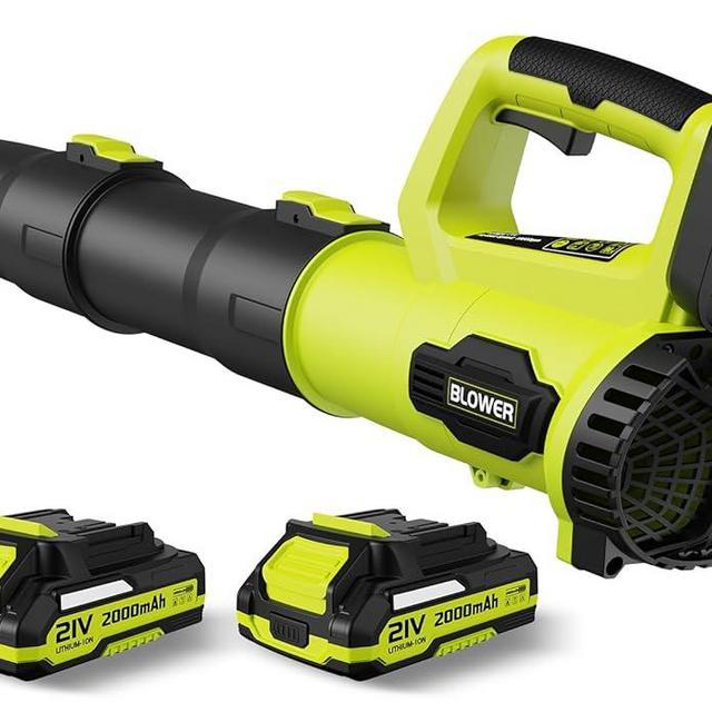 LEAPUL Leaf Blower, 21V Electric Cordless Leaf Blower, 2 X 2.0Ah Batteries and Charger Included, Lightweight Leaf Blower for Patio Cleaning, Lawn Care, Blowing Leaves and Dust, etc. LP69