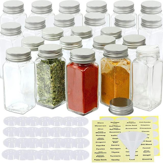 Simple Houseware 24-Pack 4 Ounce Square Spice Bottles w/label