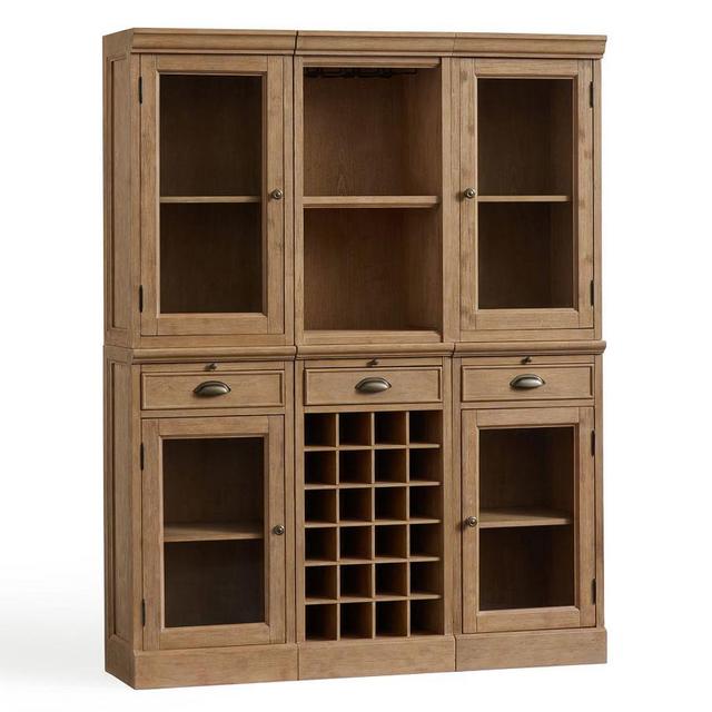 Modular Bar 54" System (2 Glass Hutch, 1 Open Hutch, 2 Glass Door Base, 1 Wine Grid), Seadrift