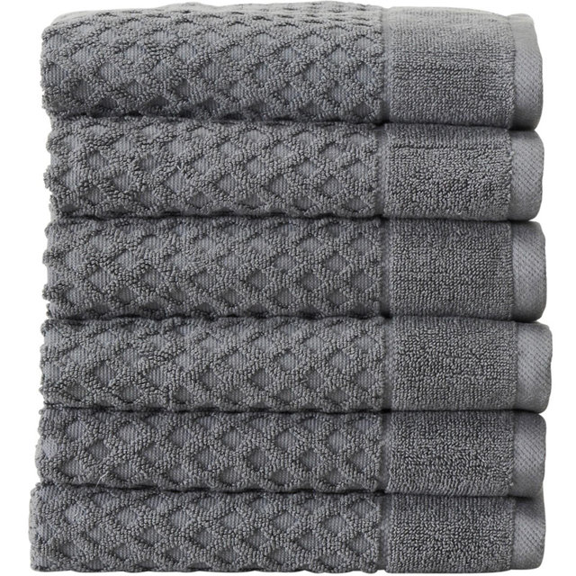 100% Cotton Quick-Dry Diamond Textured Bath Towel Set , Dark Grey) - Great Bay Home