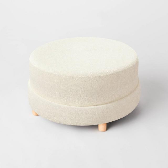 Wilmington Upholstered Round Ottoman Cream Boucle (KD) - Threshold™ designed with Studio McGee