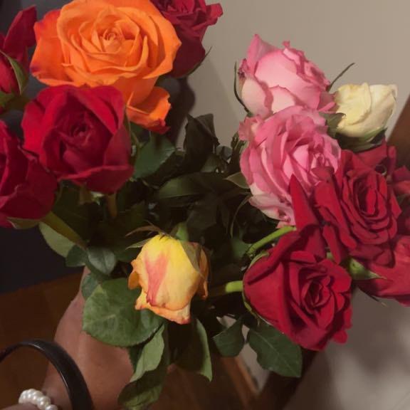 He bought me flowers for the proposal. He’s so sweet!!!