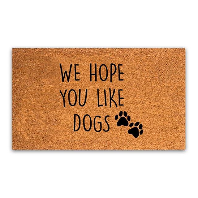 PLUS Haven Pure Coco Coir Doormat with Heavy-Duty PVC Backing - We Hope You Like Dogs - Size: 17-Inches x 30-Inches - Pile Height: 0.6-Inches - Perfect Color/Sizing for Outdoor/Indoor uses.