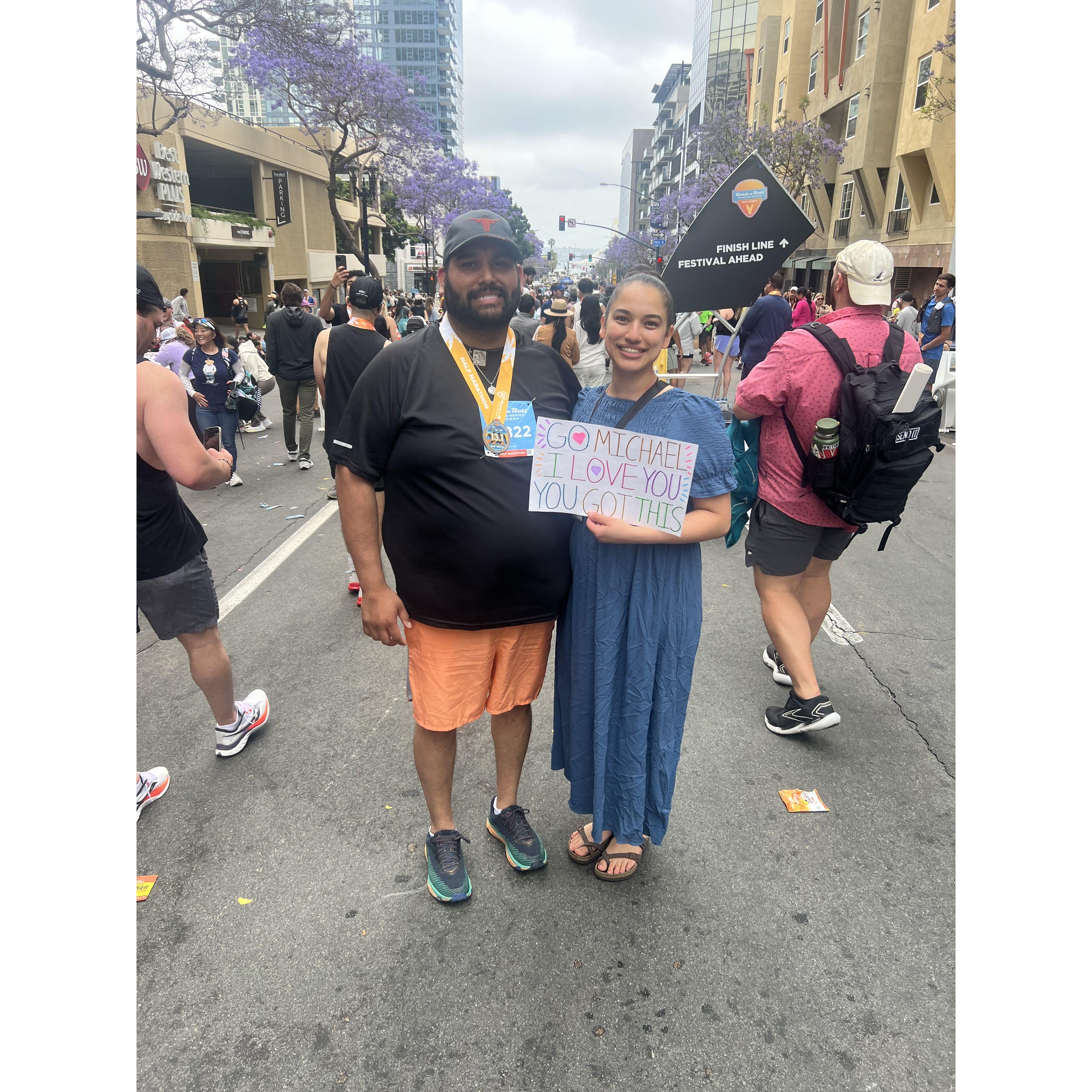 Michael had just finished a half marathon here!