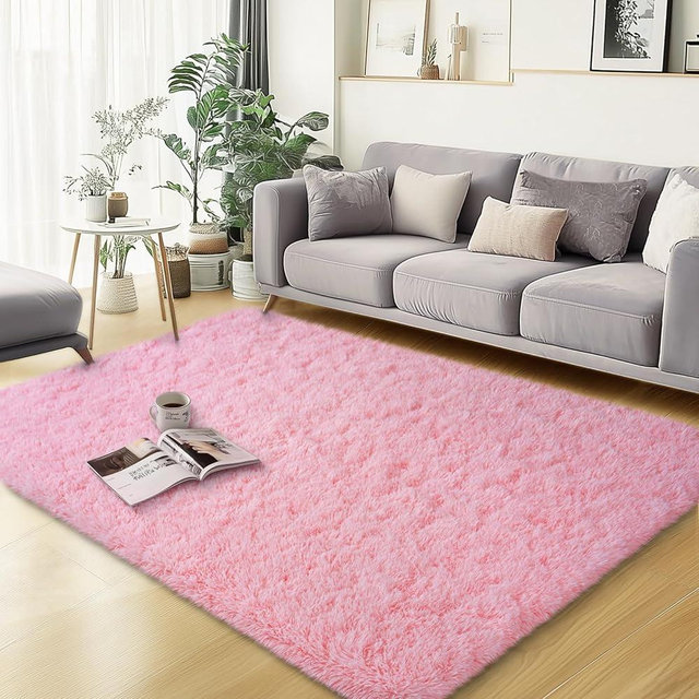 qulint Pink Area Rugs for Bedroom, 3x5 Fluffy Soft Shag Rugs for Living Room, Small Fuzzy Plush Shaggy Carpets for Boys and Girls Dorm Room Home Decor (3ft x 5ft, Pink)