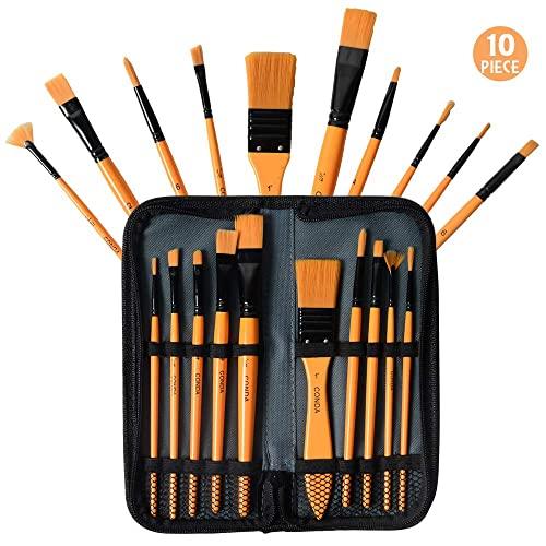 conda Artist Paintbrush Set 10Pcs Brushes with Carrying Case for Beginners, Students, Professionals and Artists