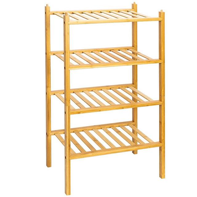 4 Tier Shoe Rack,100% Natural Bamboo Wooden Shoe Rack,Stackable Shoe Rack,Narrow Shoe Rack Organizer,Entryway Shoe Rack,Small Shoe Rack Wood,Shoe Racks for Closets,Shoes Rack,Shoe Stand (Natural)