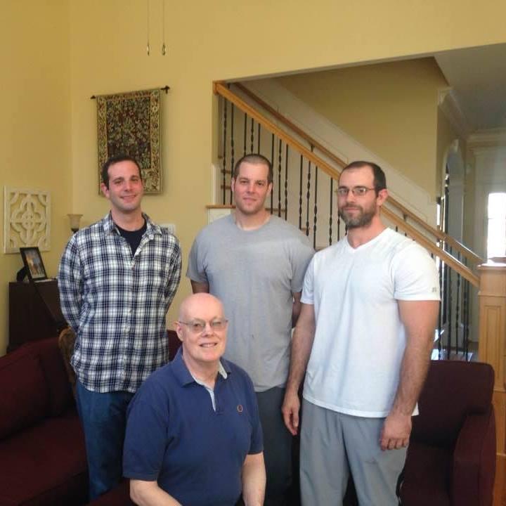 Patrick with his brothers and groomsmen, Tim and Matt, and their father, Ray