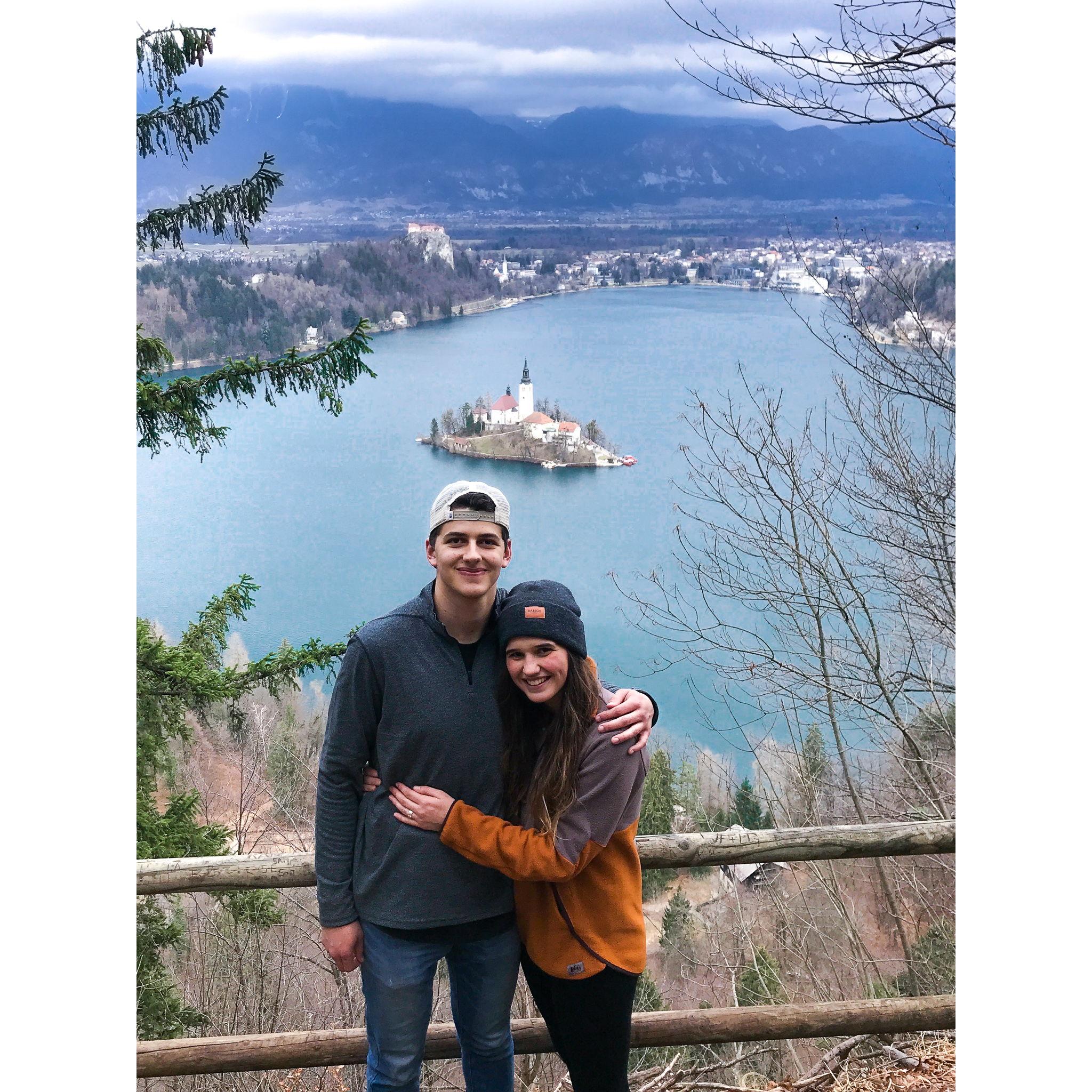 Celebrating 1 year in Lake Bled Slovenia!