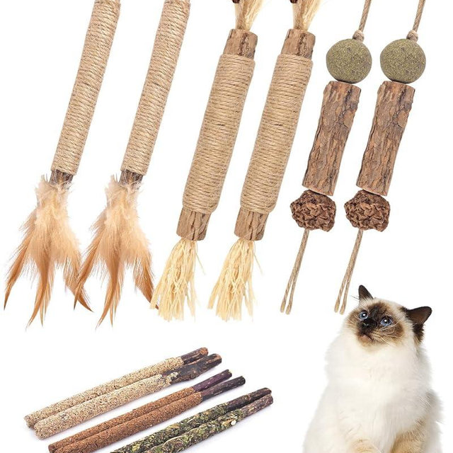 TINDTOP Catnip Chew Toys for Cats, 12 Pack Natural Silvervine Sticks for Kittens Teeth Cleaning, Matatabi Dental Care, Increase Appetite, Calm Cat Anxiety and Stress, Aggressive Chewers Cat Dental Toy